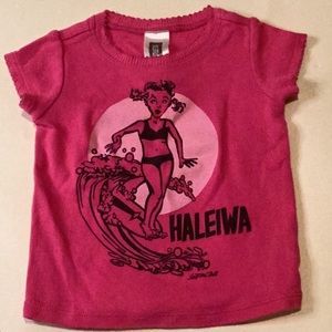 NEPTUNE ZOO HALEIWA BABY GIRL HAWAII PINK GIRL SURFER GRAPHIC TEE SHIRT SZ 12M